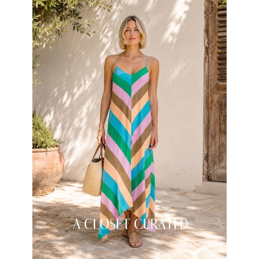 Tibi Julian Striped Maxi Slip Dress 8